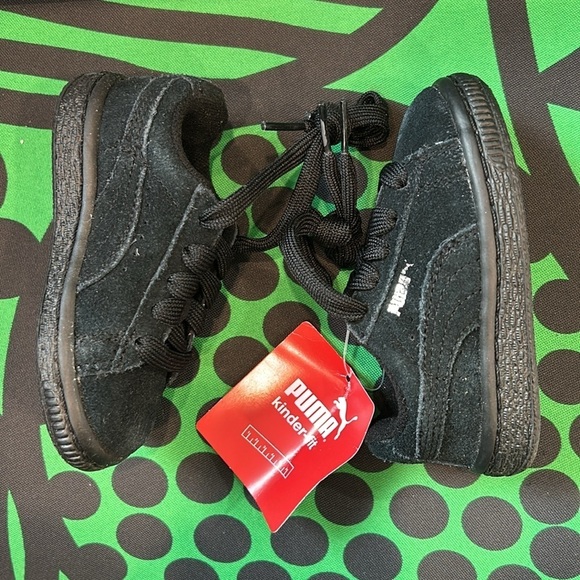 Puma Suede Classic Black Mono silver Infant Children’s Size 5C US new in box - Picture 3 of 9